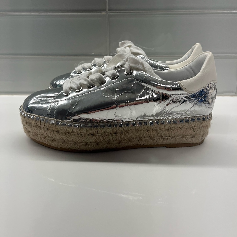 Silver Espadrille Platform Sneakers BECKY